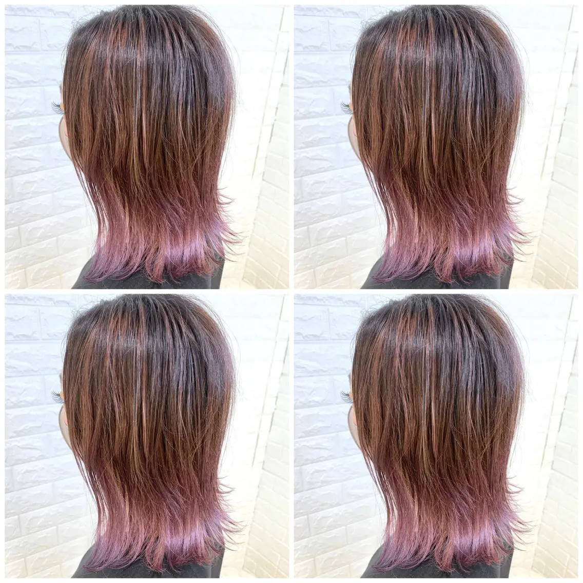 ミディアム カラー バレイヤージュ ブリーチ グラデーションカラー ラベンダーカラー ラベンダーピンク ヘアカラー ハイトーン/ブリーチ 山崎 悠次のヘアスタイル