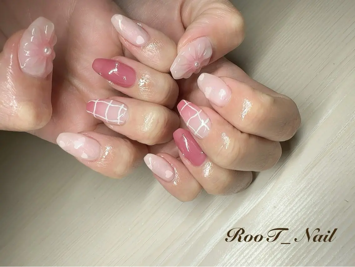 ネイル ぷっくりネイル 春ネイル ハンドネイル RooT Nailのネイルデザイン