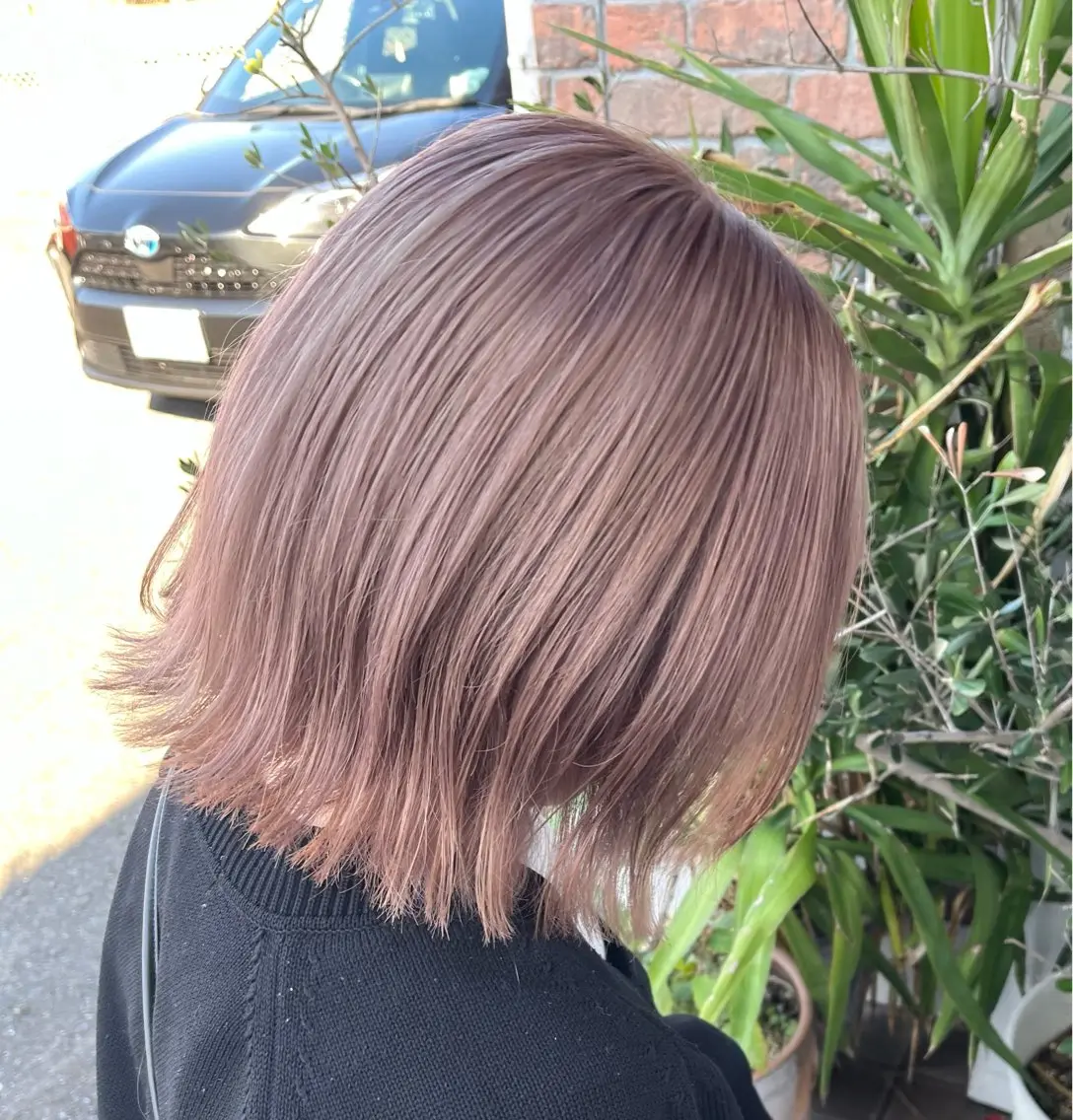 ミディアム カラー ベージュカラー ピンクカラー ピンクベージュ カット ヘアカラー トリートメント YUIMARL 倉敷店🌸SAEのヘアスタイル