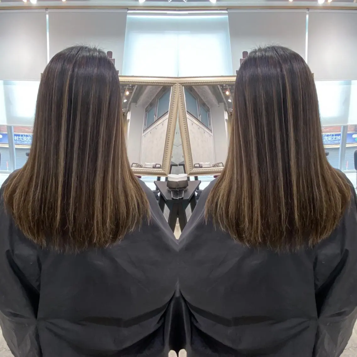 ミディアム カラー ヘアアレンジ ハイライトカラー ハイライト ヘアカラー トリートメント 縮毛矯正 髪質改善寺坂雄飛💐のヘアスタイル