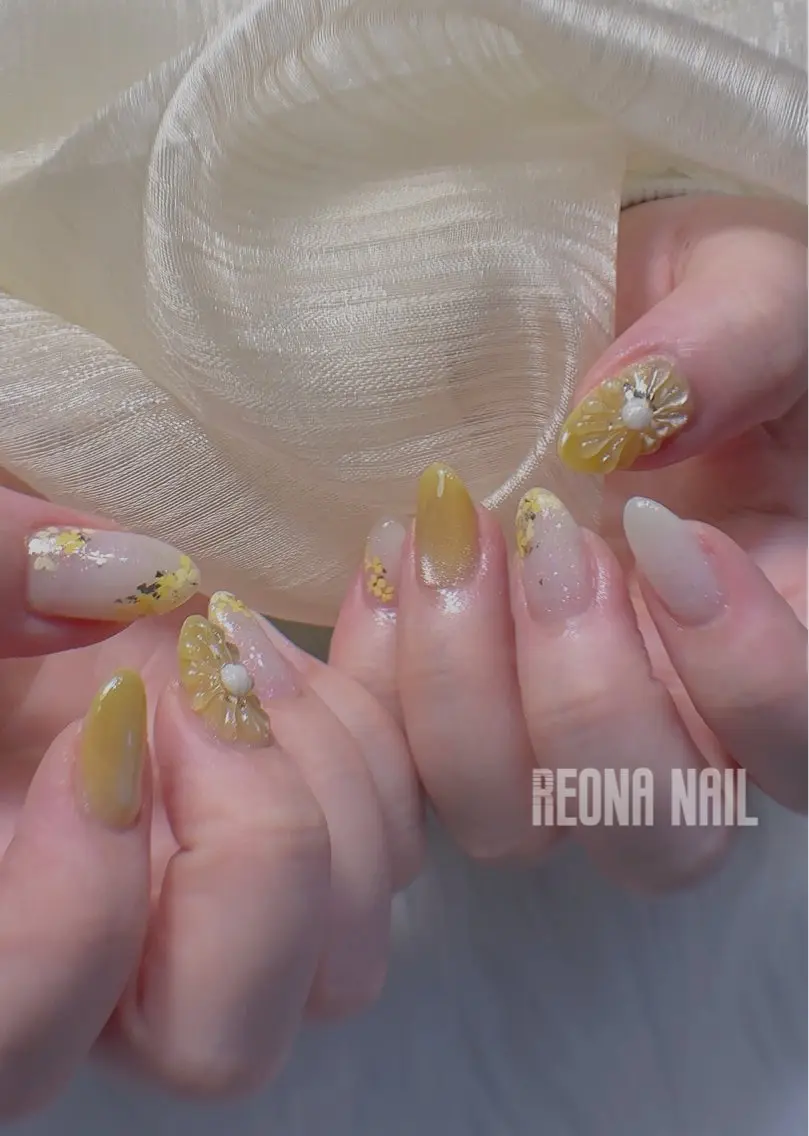 ネイル ジェルネイル ハート マグネットネイル ミラーネイル パラジェル Reona Nailのネイルデザイン