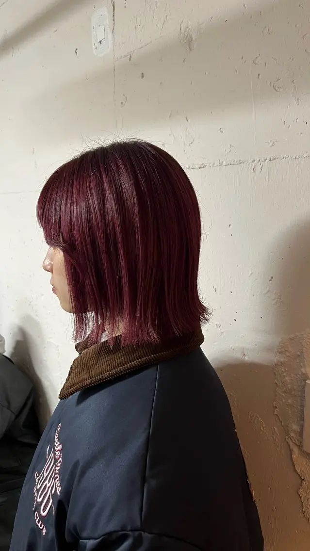 ミディアム カラー レッドカラー ヘアカラー 🎀shell吉祥寺 ナオ🧸のヘアスタイル