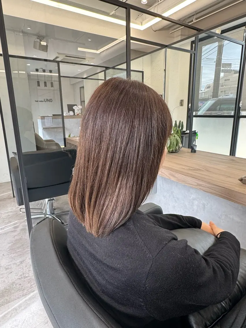 ミディアム ボブ カット ヘアカラー 高橋 廉人のヘアスタイル