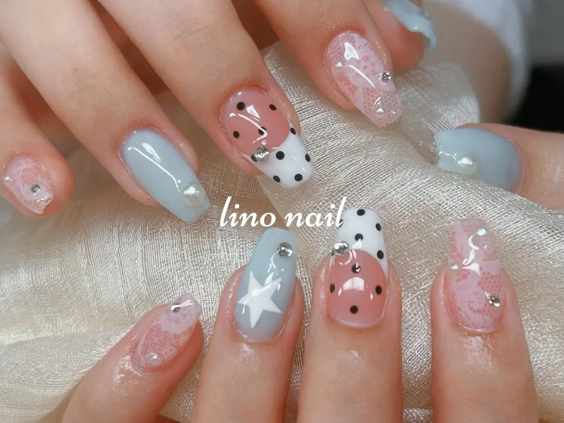 ネイル 長さ出し フットネイル レース 持ち込み ワンカラーネイル ハンドネイル Lino Nailのネイルデザイン