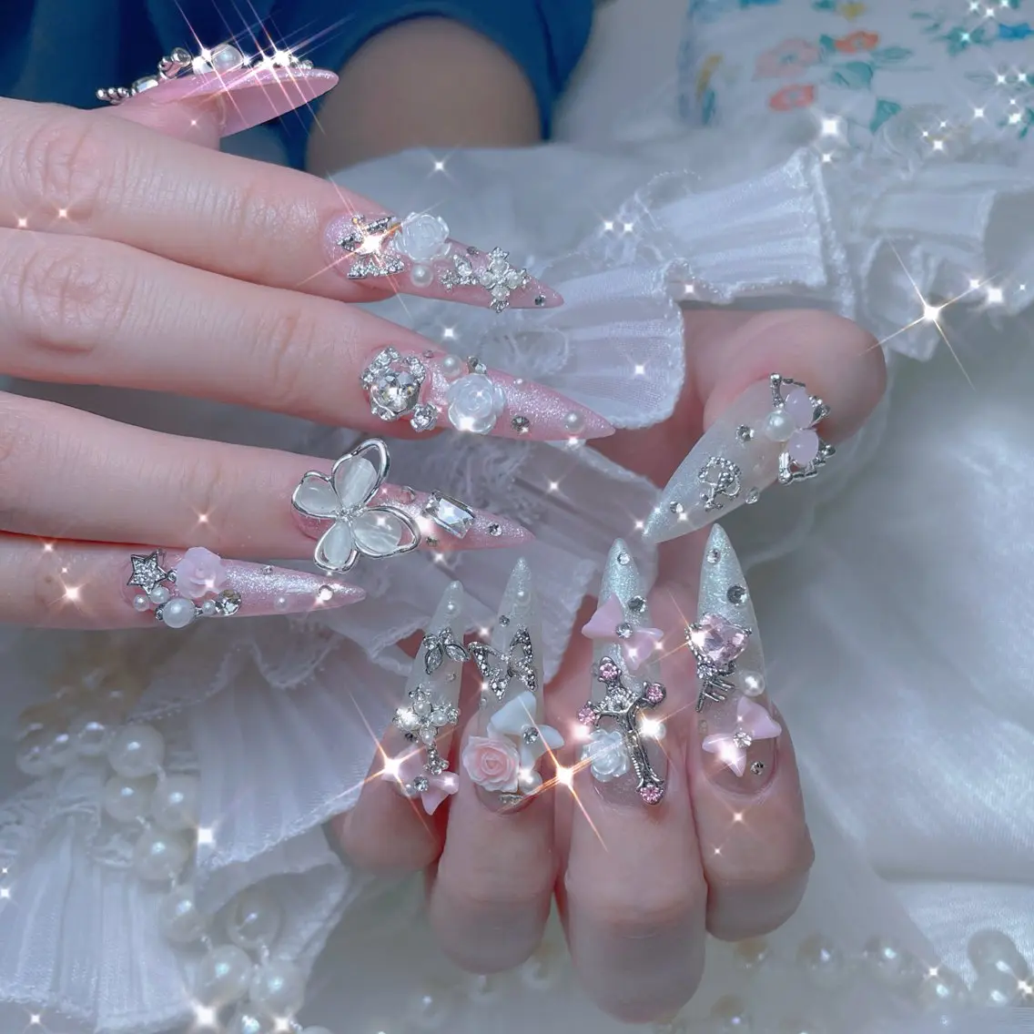 ネイル フレンチネイル ロングネイル スカルプネイル スーパーロングネイル ハンドネイル princess スカルプ専門店のネイルデザイン