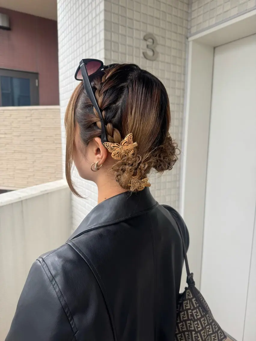 ミディアム ヘアアレンジ ヘアセット 髪質改善縮毛矯正/ エクステ/ひふみ🌛のヘアスタイル