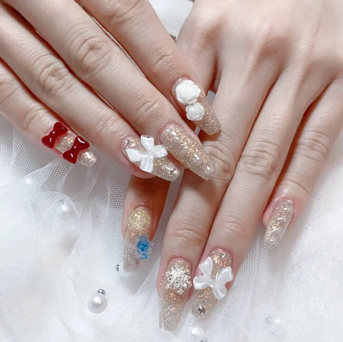 メンズ ネイル メンズ韓国風 アートネイル オーロラネイル ガーリー キラキラネイル ハンドネイル Nail salon 木にいるのネイルデザイン