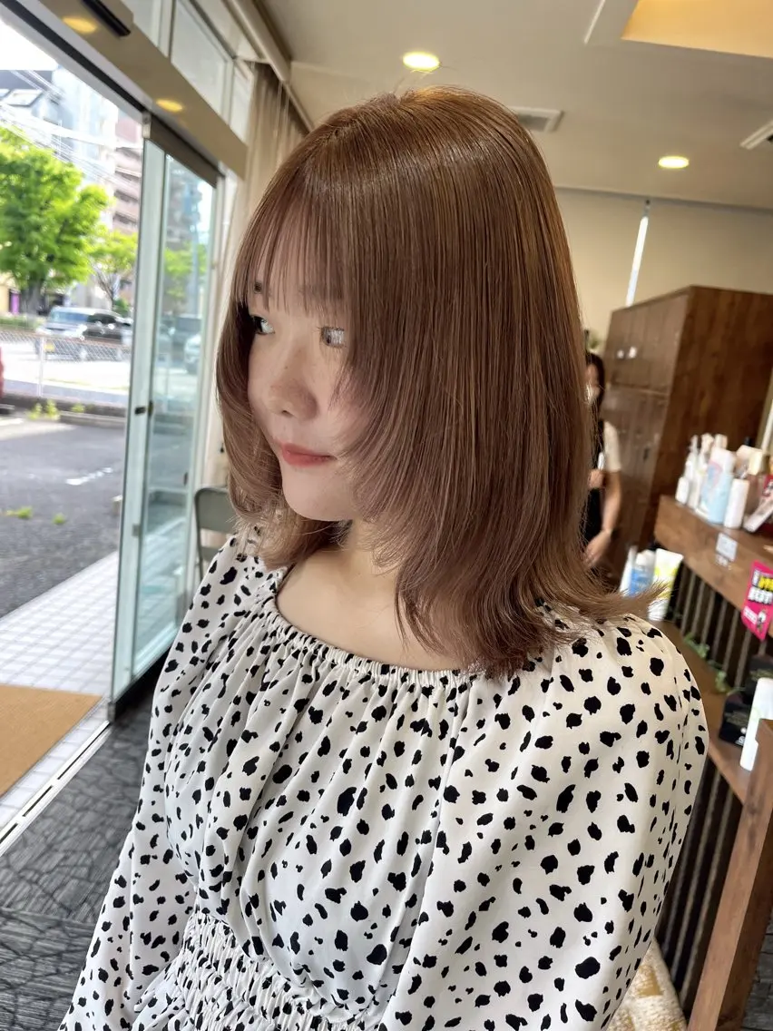 セミロング 🎀OJIMA 🤍ピンクカラー🎀のヘアスタイル