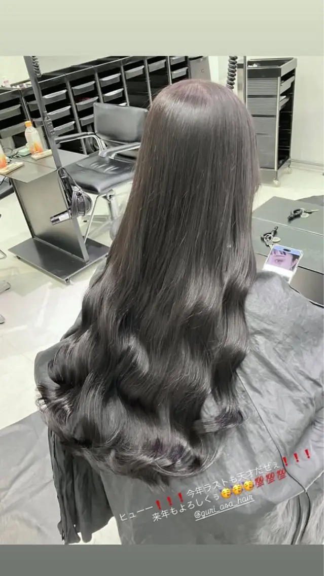 ロング カラー カット ヘアカラー トリートメント 💖ブリーチなし透明 感💖ASAHIのヘアスタイル