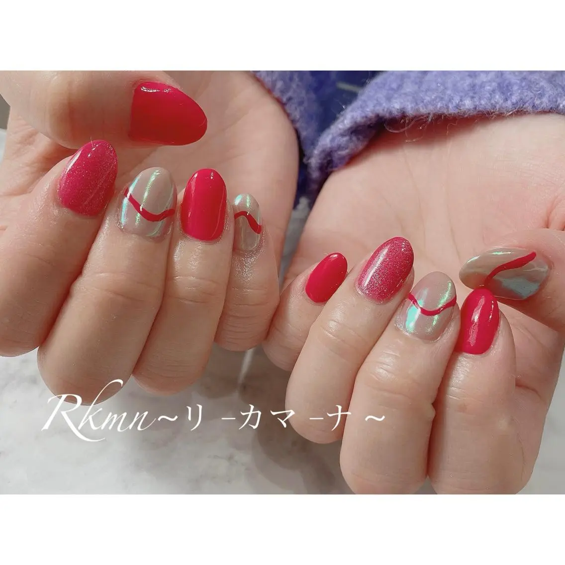 ネイル アートネイル オーロラネイル マグネットネイル ニュアンスネイル 春ネイル ハンドネイル フットネイル ハンドケア Rkmn ~リ-カマ-ナ~のネイルデザイン