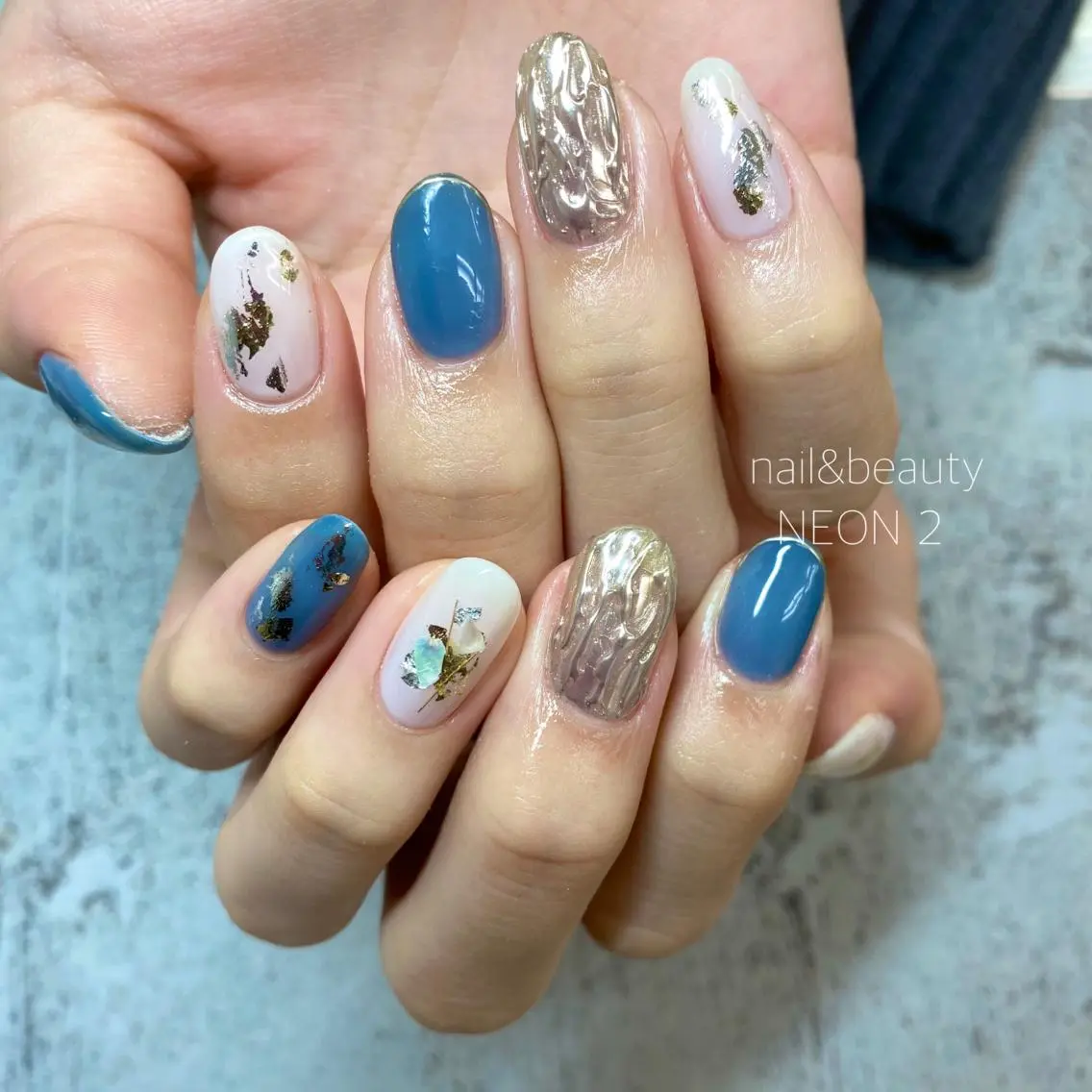 【🌟ミニモ限定🌟】ハンドジェル 90分やり放題 ミラーニュアンス大理石対応💅持ち込みデザインok【オフ無し】の写真