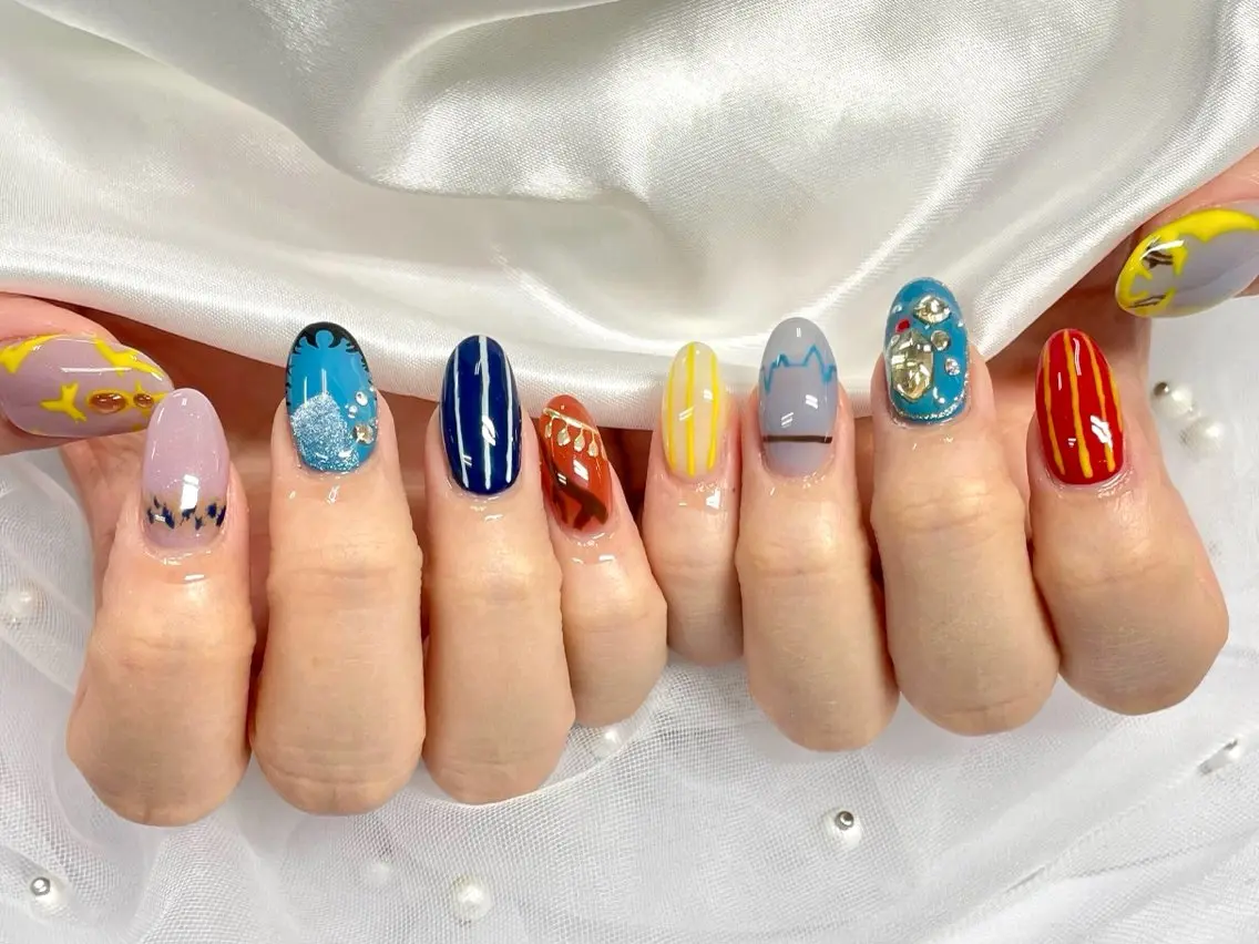 ネイル アートネイル ジェルネイル ハート 韓国ネイル マグネットネイル Nail Neige🐈🌙のネイルデザイン
