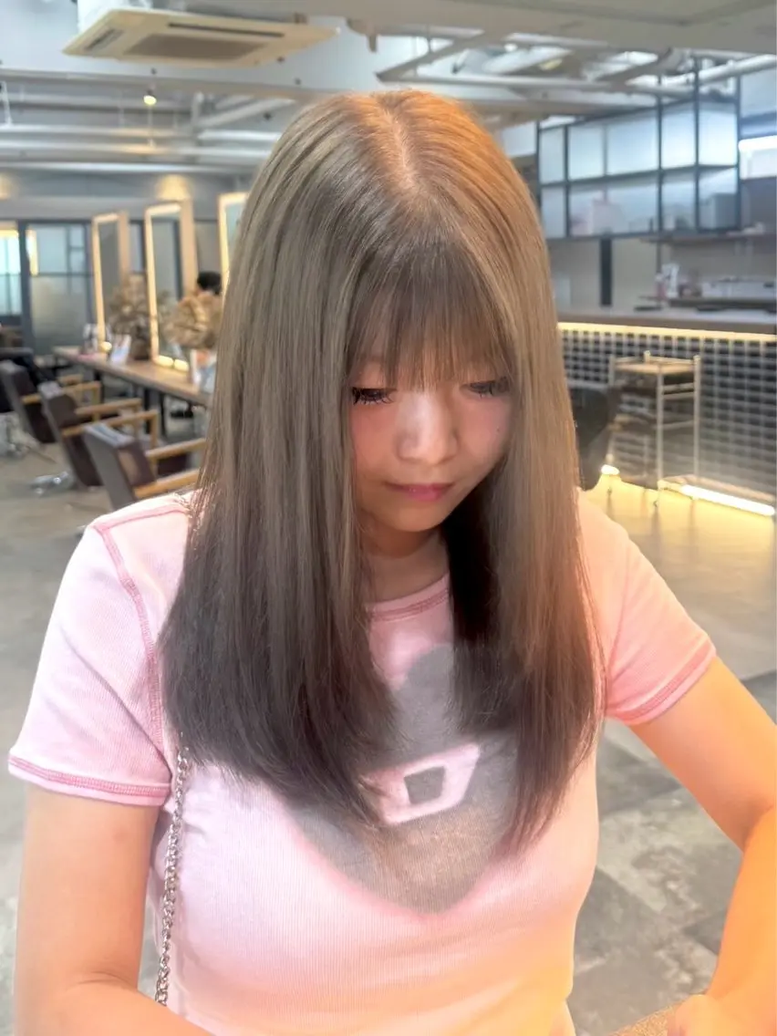 セミロング カラー ベージュカラー ブリーチ ブラウンカラー ブラウンベージュ ダブルカラー ヘアカラー 髪質改善/レイヤー/ 🐣kokoro🌸のヘアスタイル