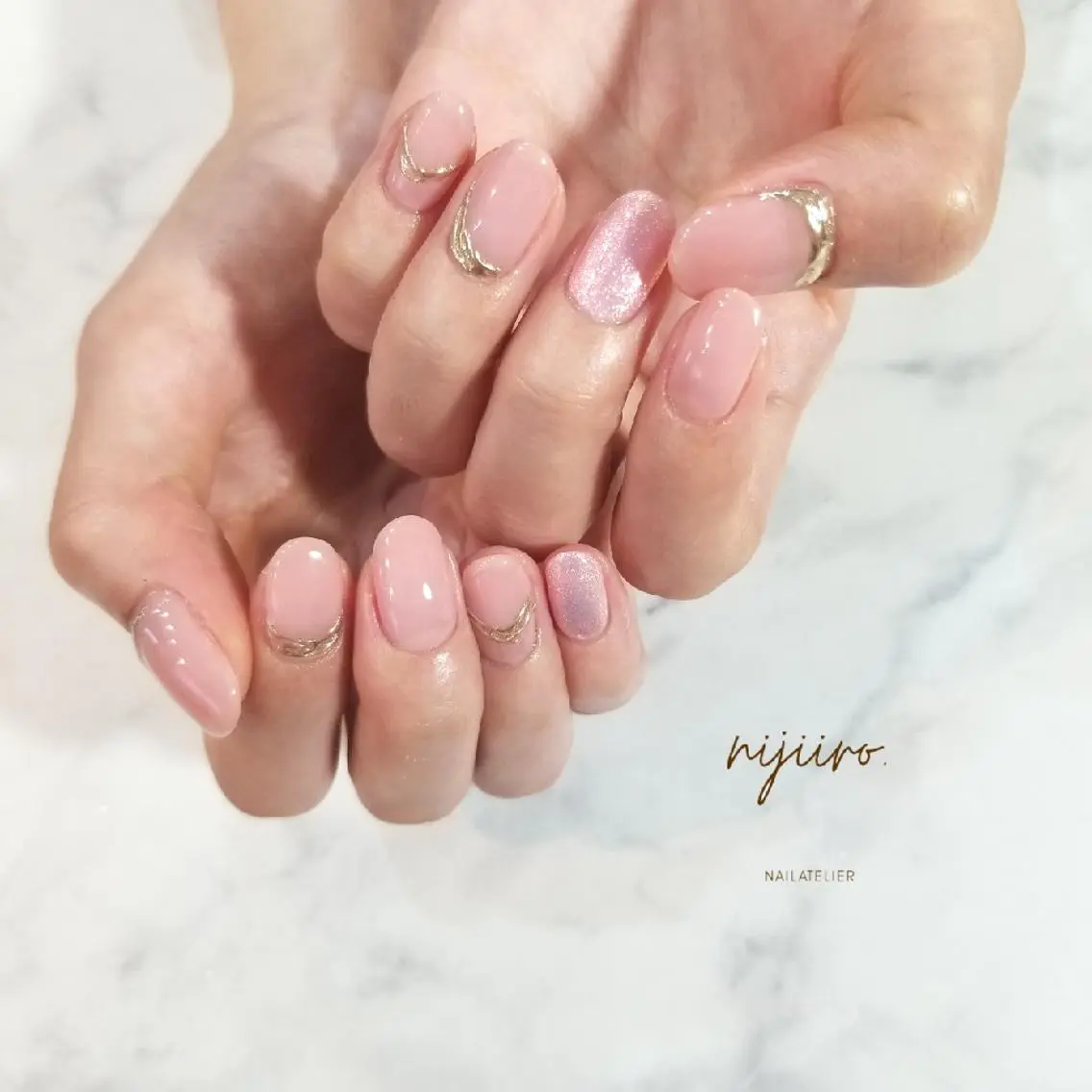 ネイル ミラーネイル 春ネイル ハンドネイル nijiiro🌈 サトウのネイルデザイン