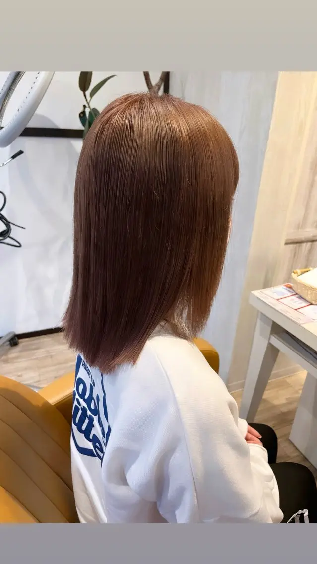 ミディアム カラー ブリーチ 透明感カラー グレージュ ピンクカラー ブリーチなしWカラー レイヤー/Rickyのヘアスタイル