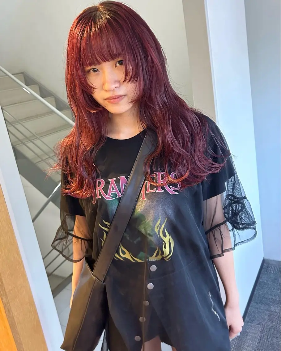 ロング カラー パーマ ヘアアレンジ デザインカラー/ボブ ブリーチカラー/ユリのヘアスタイル
