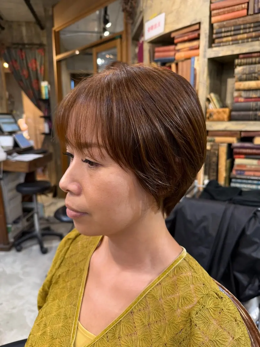 ショート カラー ヘアアレンジ 丸みショート ブラウンカラー ナチュラルブラウン ショートヘア カット ヘアカラー 🍀Ryosuke 🍀のヘアスタイル
