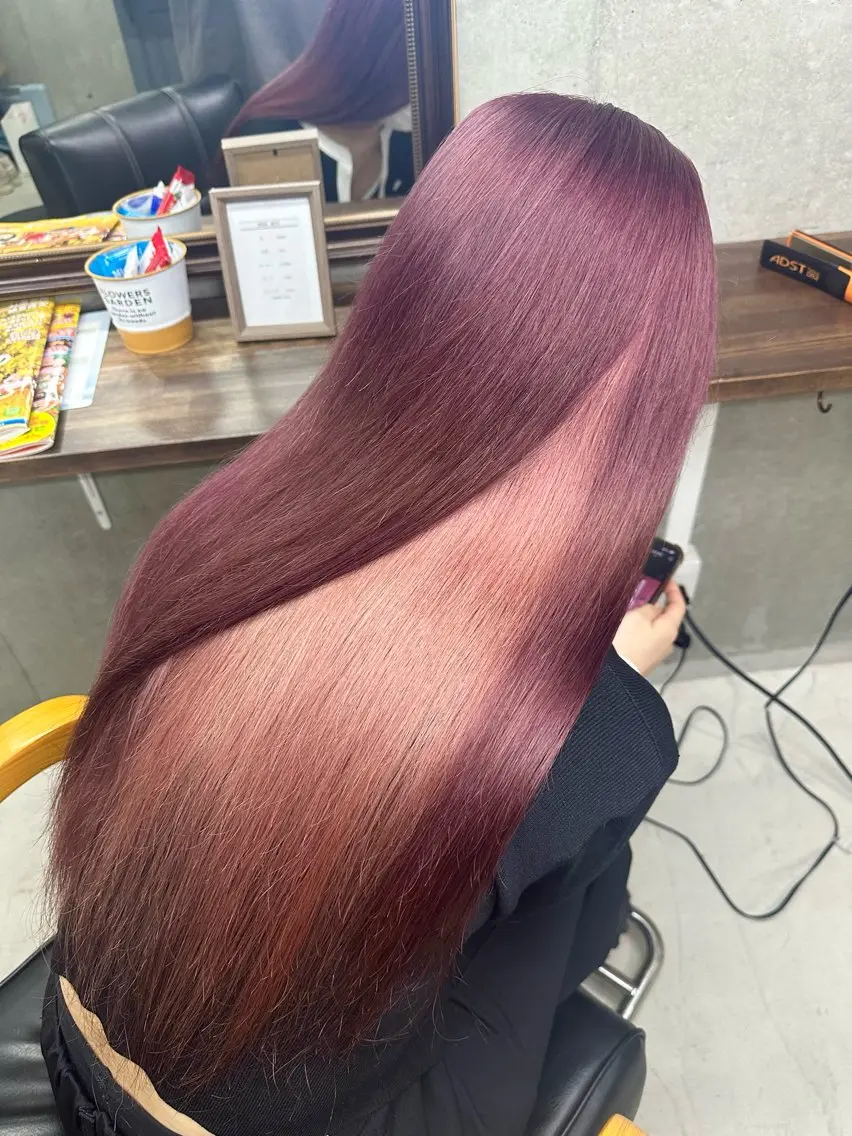 ロング カラー インナーカラー ピンクカラー ヘアカラー かずくん🦩名古屋 ハイトーン/レイヤーのヘアスタイル
