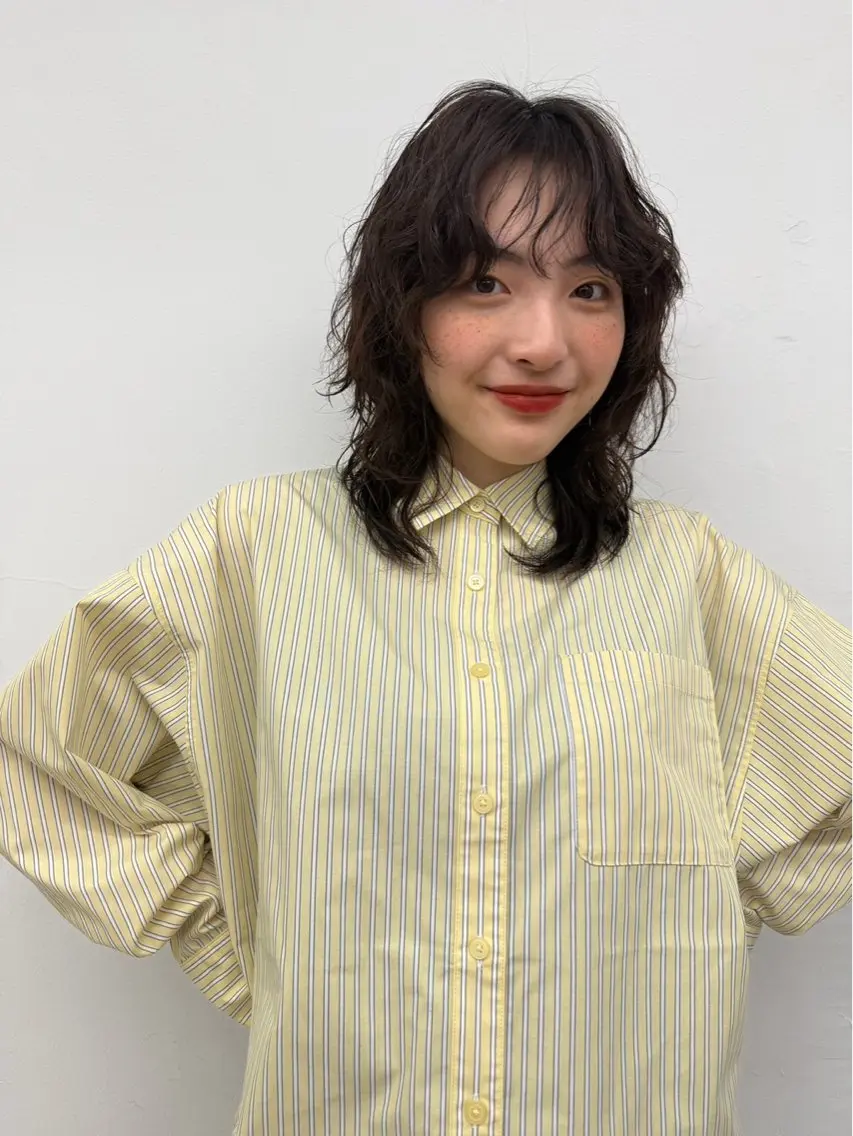 ミディアム パーマ パーマ 手嶋 理仁のヘアスタイル