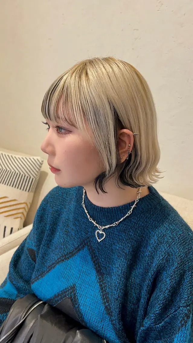 ミディアム カラー ハイトーンカラー ボブ むらたナチュラルパー マ🌀透明感カラーのヘアスタイル
