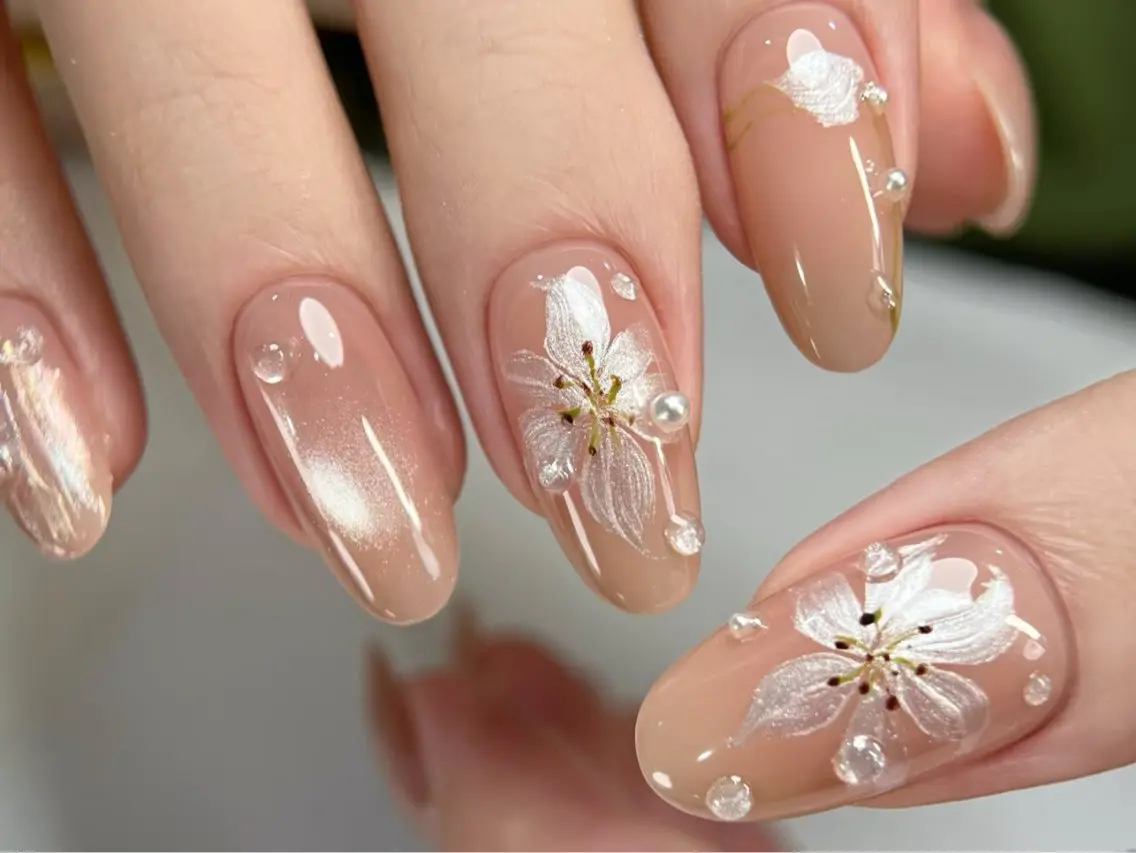 ネイル アートネイル オーロラネイル チークネイル フレンチネイル ガラスフレンチ ハンドネイル 🎀🎀YooLi Nail Salonのネイルデザイン