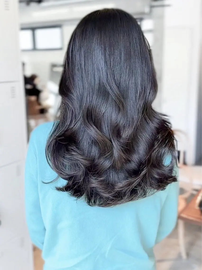 ミディアム カラー パーマ ミディアムパーマ デジタルパーマ デジタルパーマ大阪 ハヤシのヘアスタイル