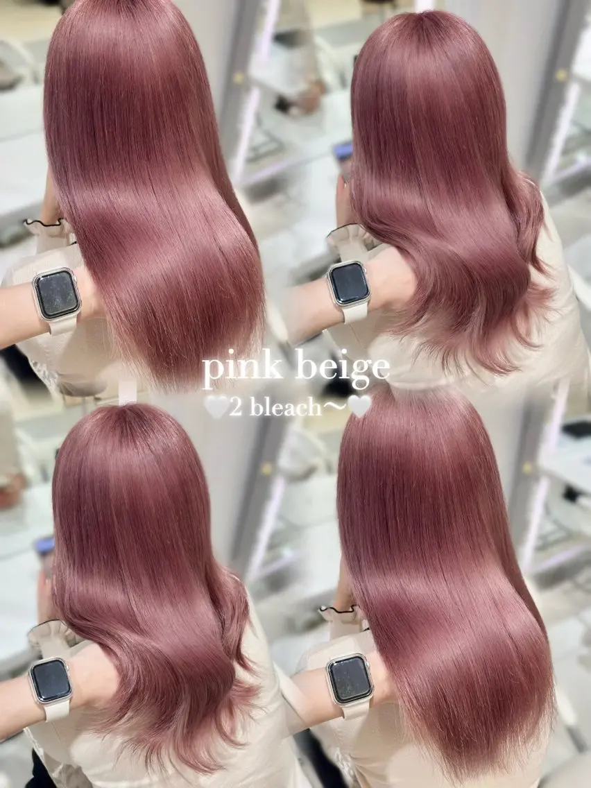 セミロング カラー ベージュカラー ブリーチ ミルクティーベージュ ピンクカラー ヘアカラー トリートメント 🎀𝐧𝐚𝐨🎀 ピンク/ハイトーンのヘアスタイル