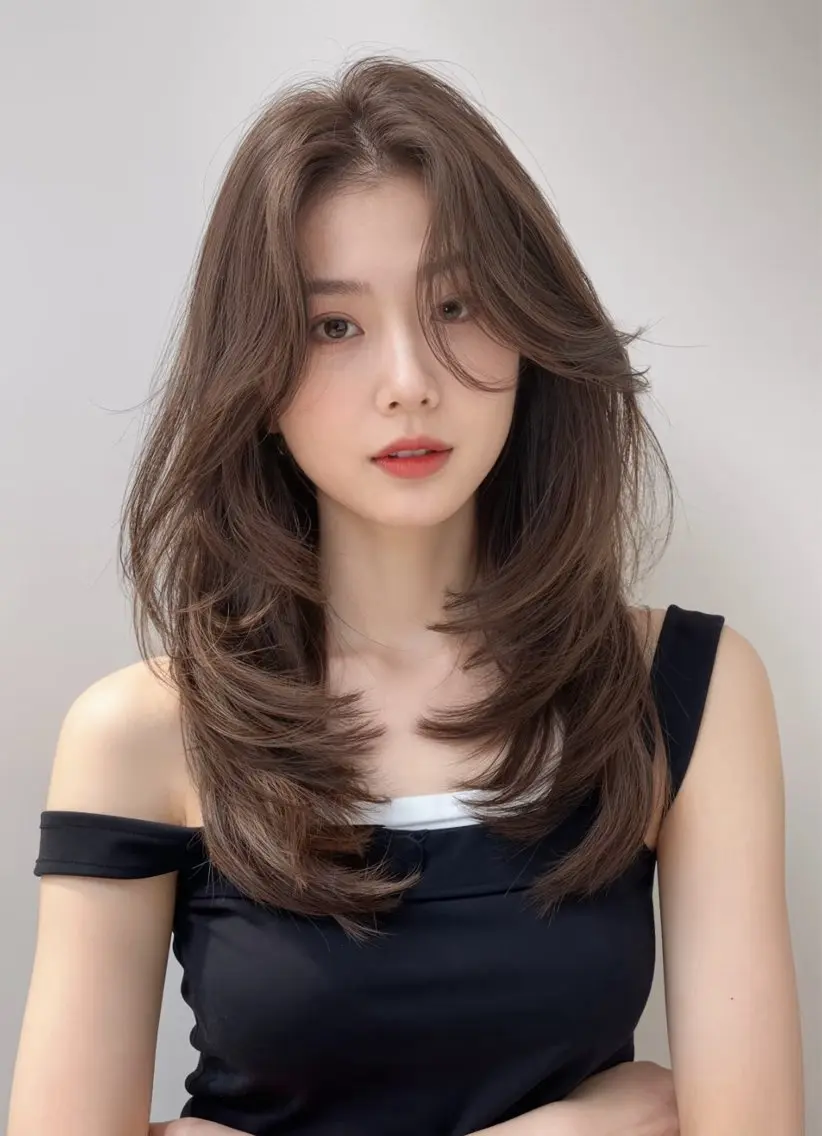 ロング カラー ブリーチ ケアカラー ブリーチなしカラー 髪質改善 韓国風ヘア カット ヘアカラー トリートメント ヘアセット 韓国風レイヤーカラー ライムのヘアスタイル