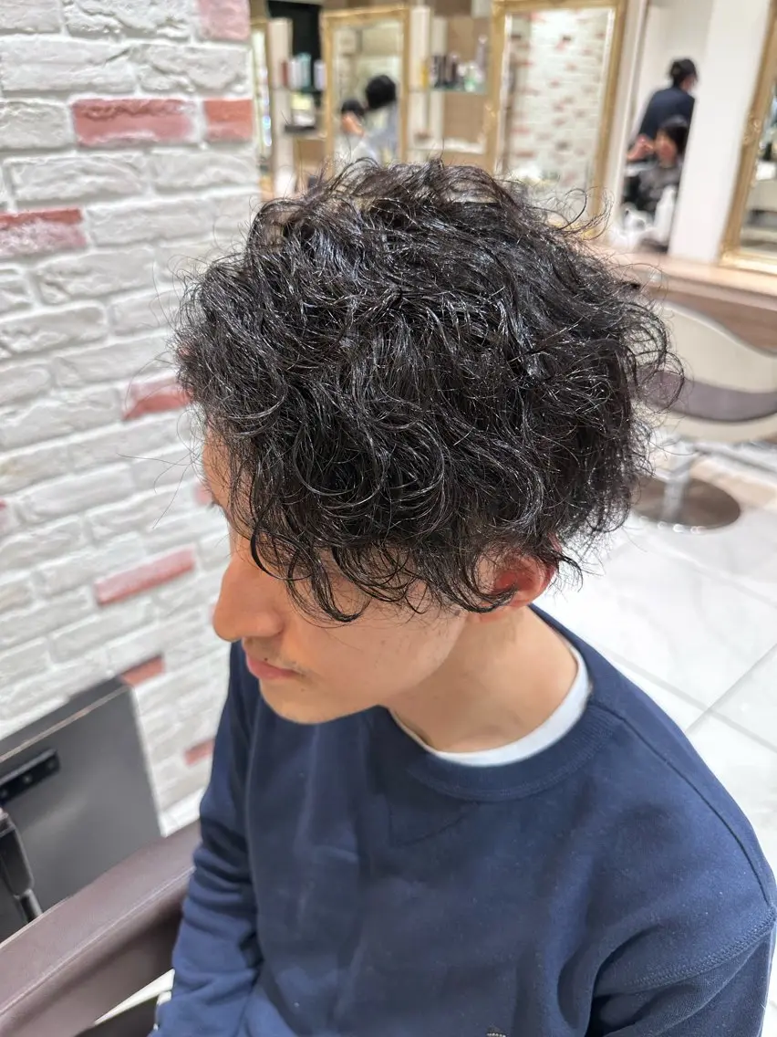 パーマ メンズ カット パーマ 【𝐀𝐬𝐡大森】 石崎竜祐のヘアスタイル