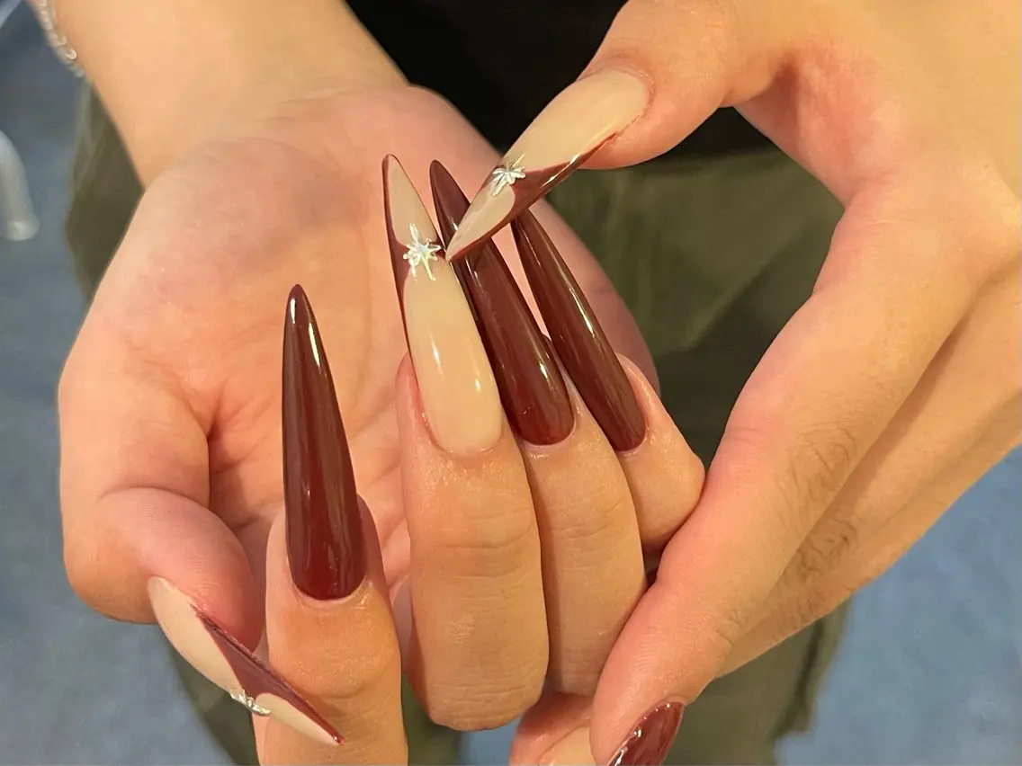 ネイル アニマル柄 べっ甲ネイル ボルドー ブラウン ジェルネイル ハンドネイル Belle Nail Salonのネイルデザイン