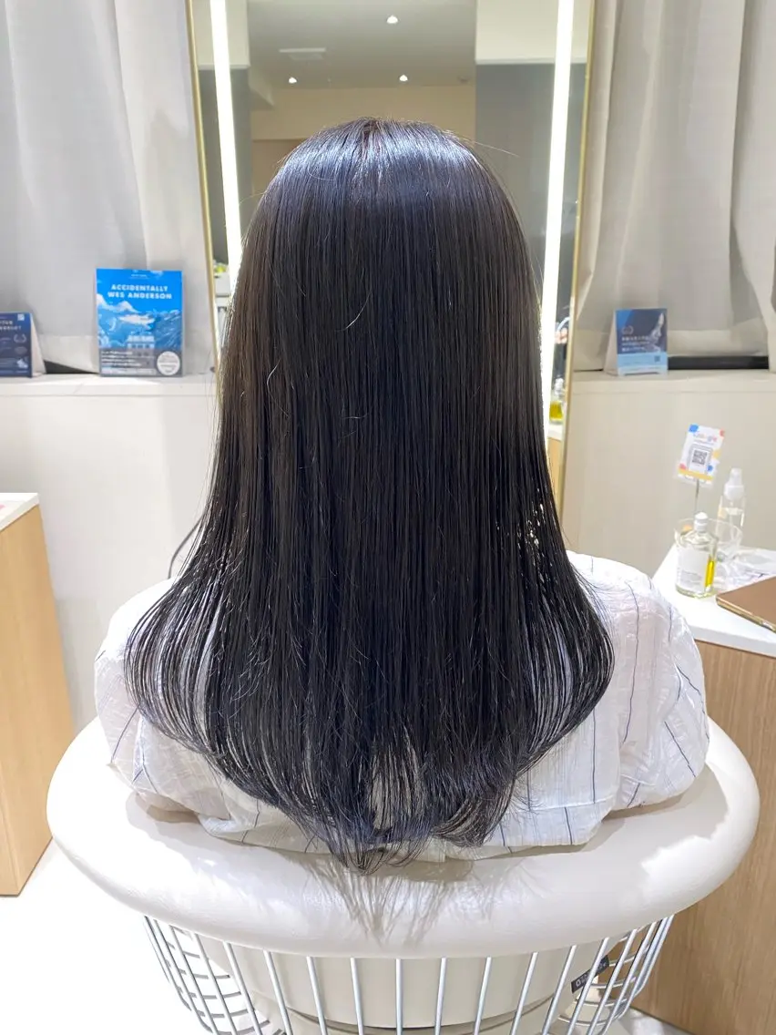 セミロング カラー 黒髪 ブルーカラー ブルーブラック 透明感カラー 🫧ナギサ/本厚木/ ボブ/ミディアム🫧のヘアスタイル