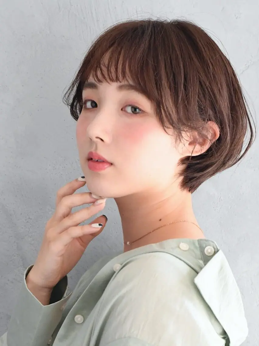 ショート カラー 丸みショート ボブ ショートヘア 小顔カット 縮毛矯正 💎ハイライトカラー /髪質改善カラー💎のヘアスタイル