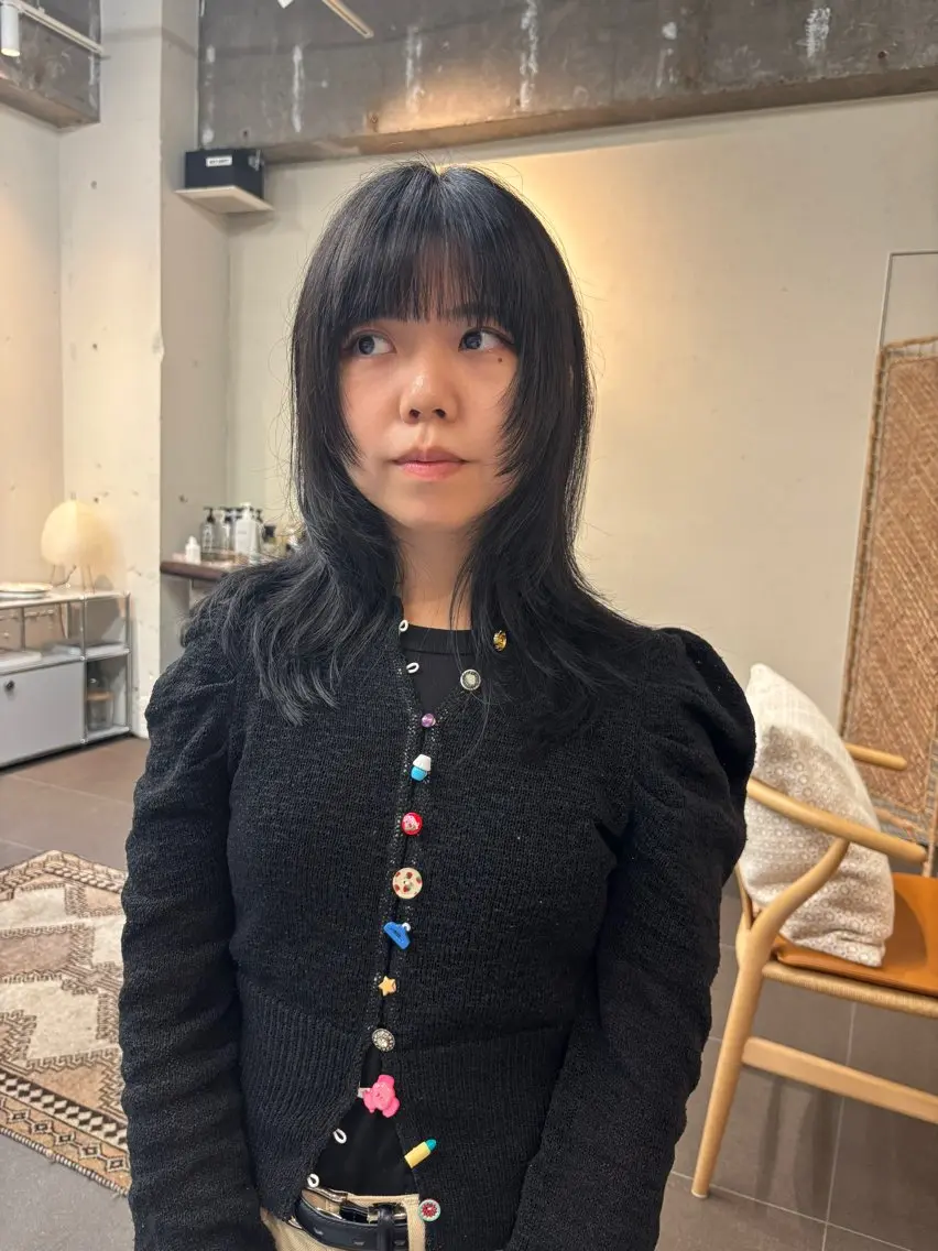 ミディアム カラー カット ヘアカラー 永田 愛莉のヘアスタイル