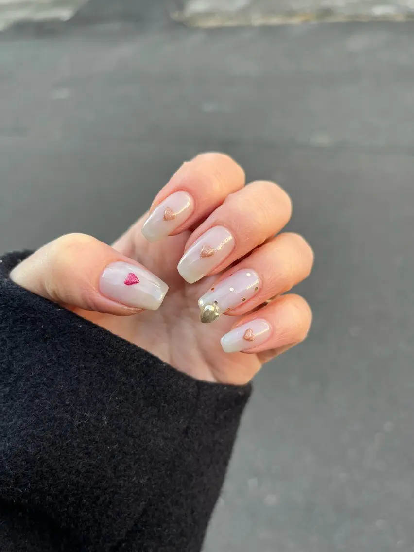 ネイル ハート マグネットネイル バレンタイン ハンドネイル miel nailのネイルデザイン