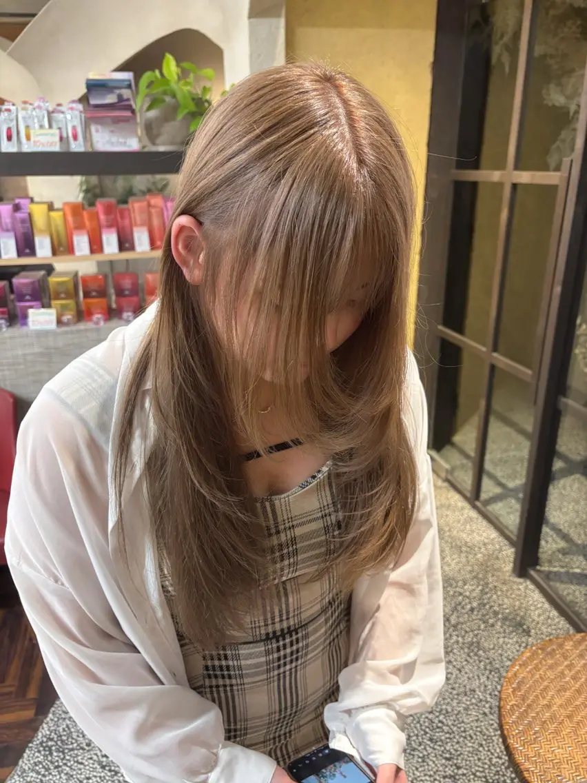 ロング カラー ベージュカラー ヘアカラー ゼロヘアーガーデン むらなかあやね🐰ᩚのヘアスタイル