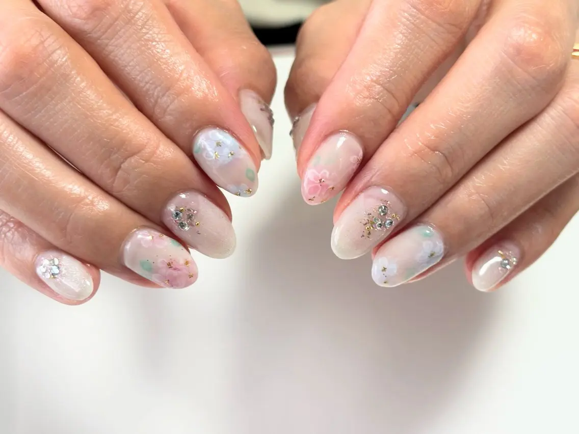 ネイル キラキラネイル マグネットネイル ニュアンスネイル オフィスネイル ワンカラーネイル ハンドネイル tamu nail 　金町のネイルデザイン