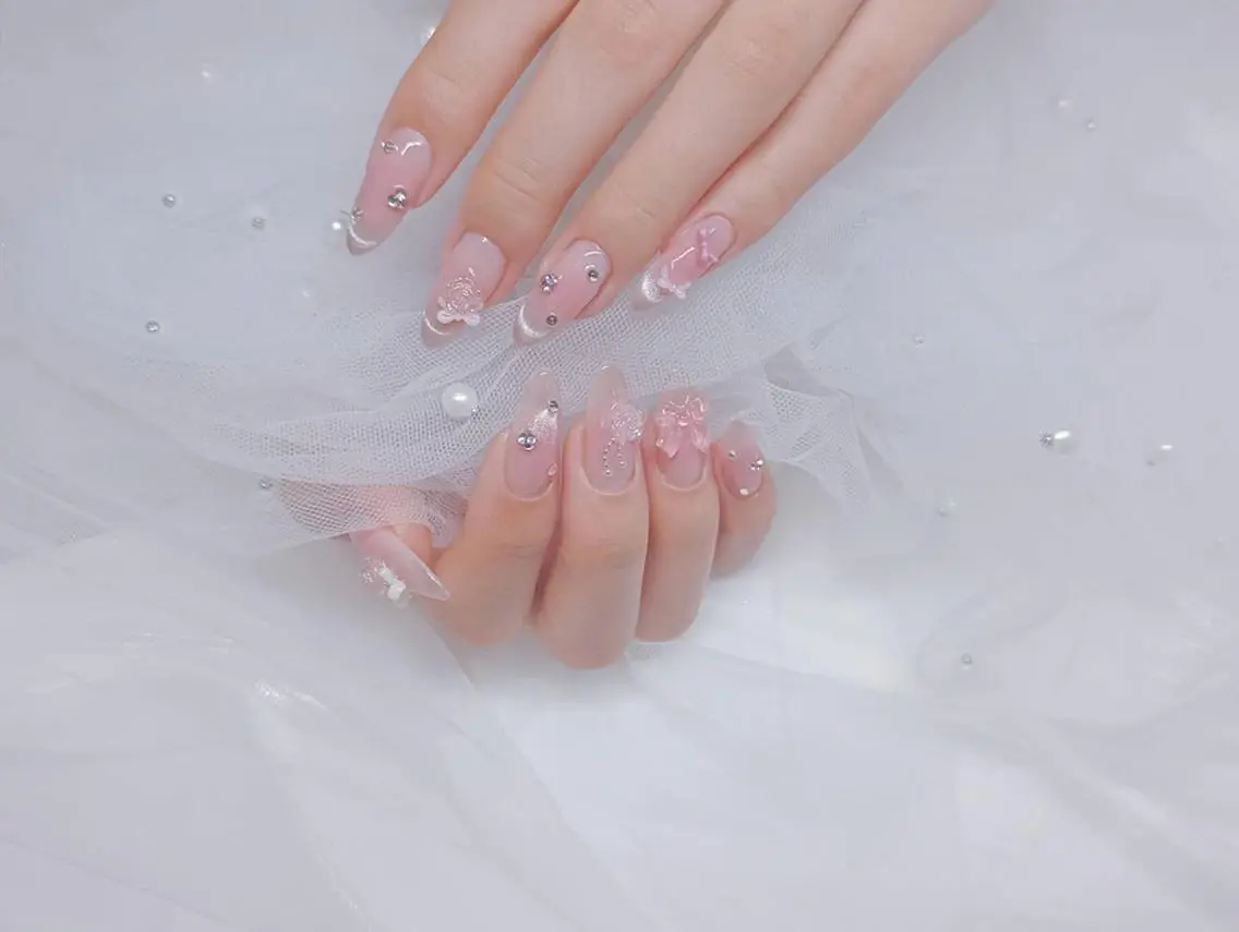 ネイル 長さ出し ジェルネイル 韓国ネイル 持ち込み パラジェル ハンドネイル ハンドケア Hana Bloom Nail💜Akiのネイルデザイン
