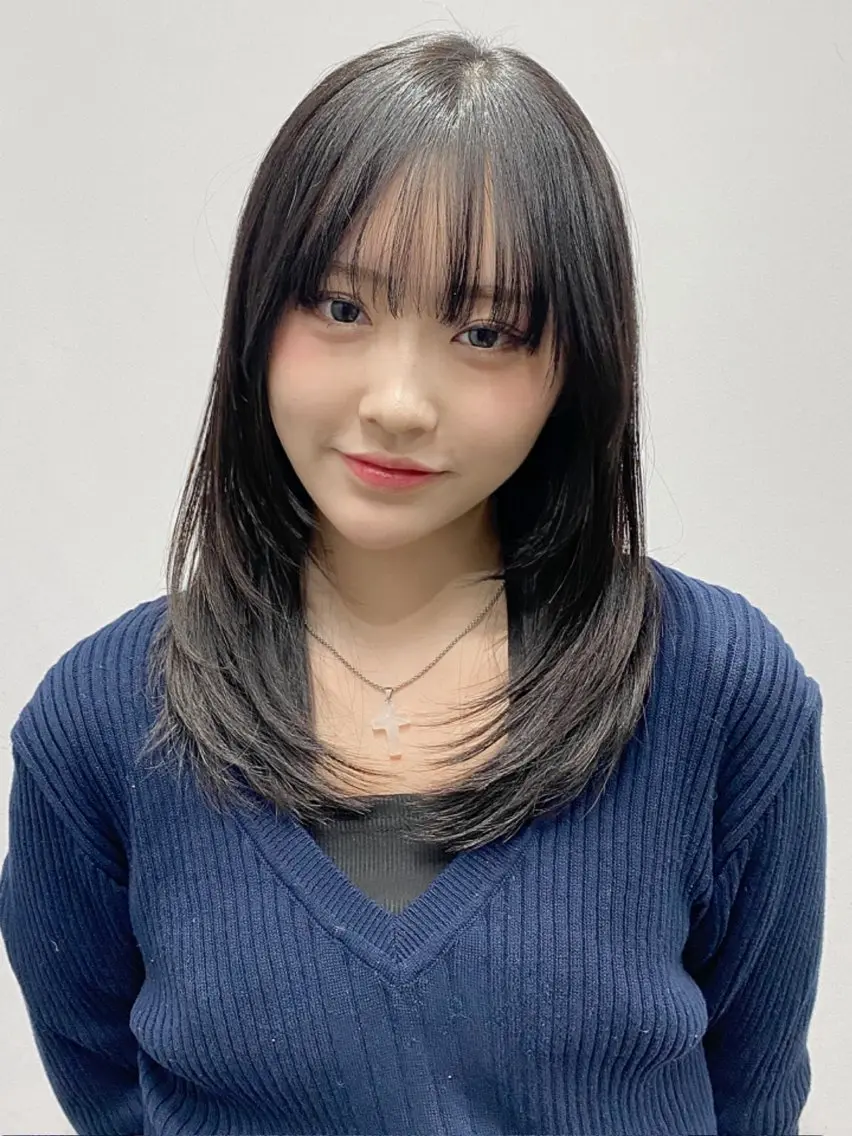 セミロング カラー 髪質改善 レイヤーカット トリートメント カット ヘアカラー トリートメント レイヤー×縮毛矯正✨ 髪質改善/佐藤侑哉のヘアスタイル