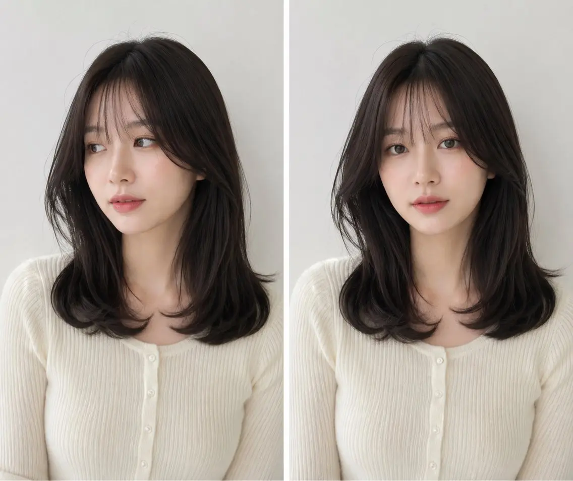 ミディアム カラー ブラウンカラー 透明感カラー オリーブブラウン くびれヘア 顔周りカット カット ヘアカラー トリートメント モテ🤍トレンドヘア /新宿/ワカナのヘアスタイル