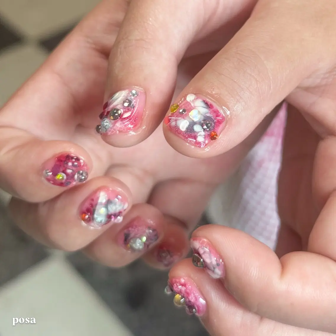 ネイル ニュアンスネイル ピンク シンプルネイル ハンドネイル posa nail モエミのネイルデザイン