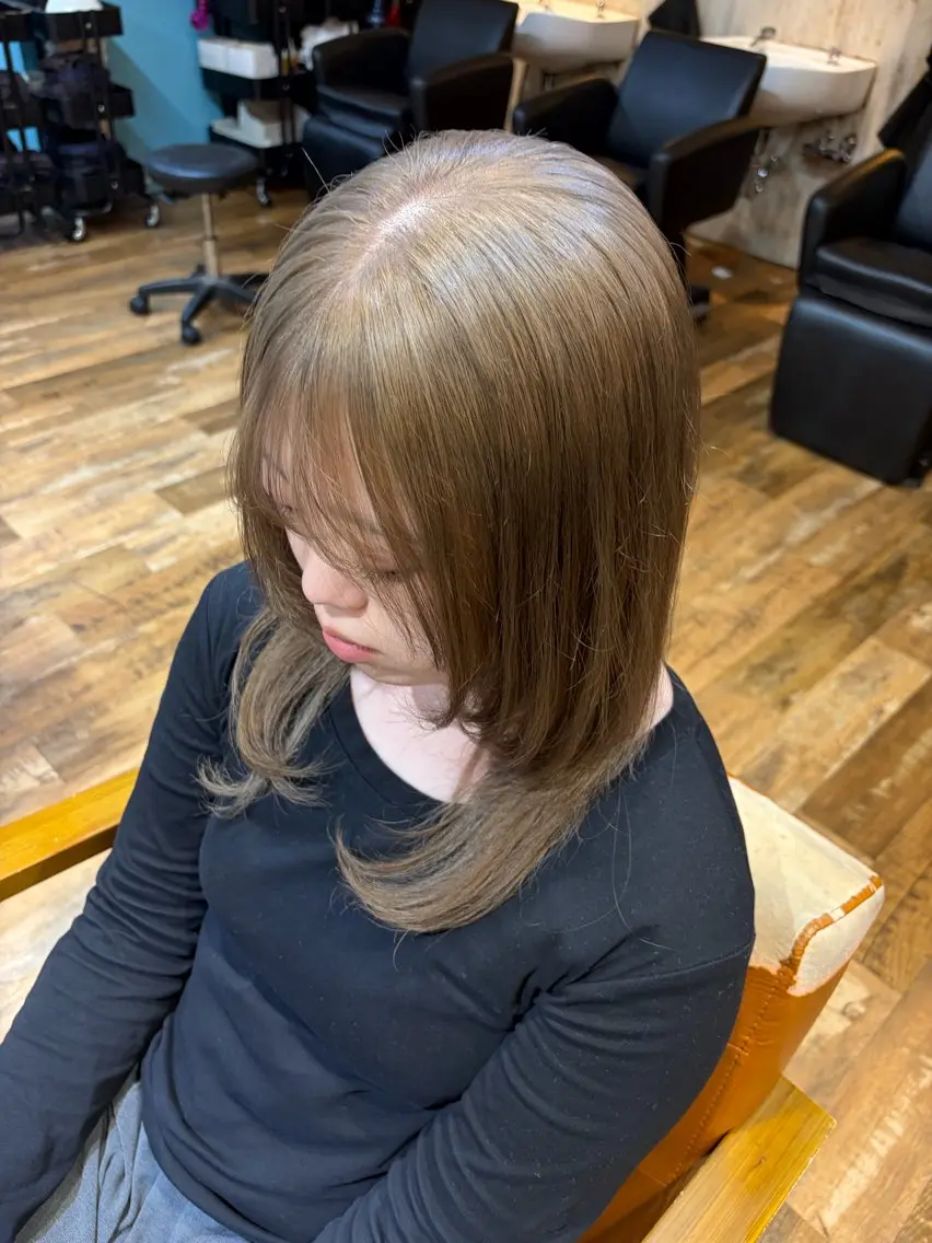 ミディアム カラー ヘアアレンジ ヘアカラー 透明感/ブリーチ/ 髪質改善💛miuのヘアスタイル