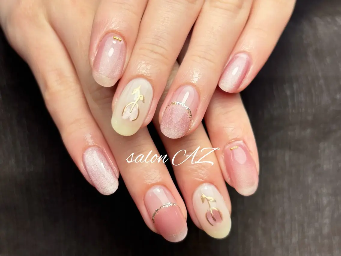 ネイル 桜ネイル 長さ出し フットネイル フレンチネイル ジェルネイル ハンドネイル salon AZのネイルデザイン