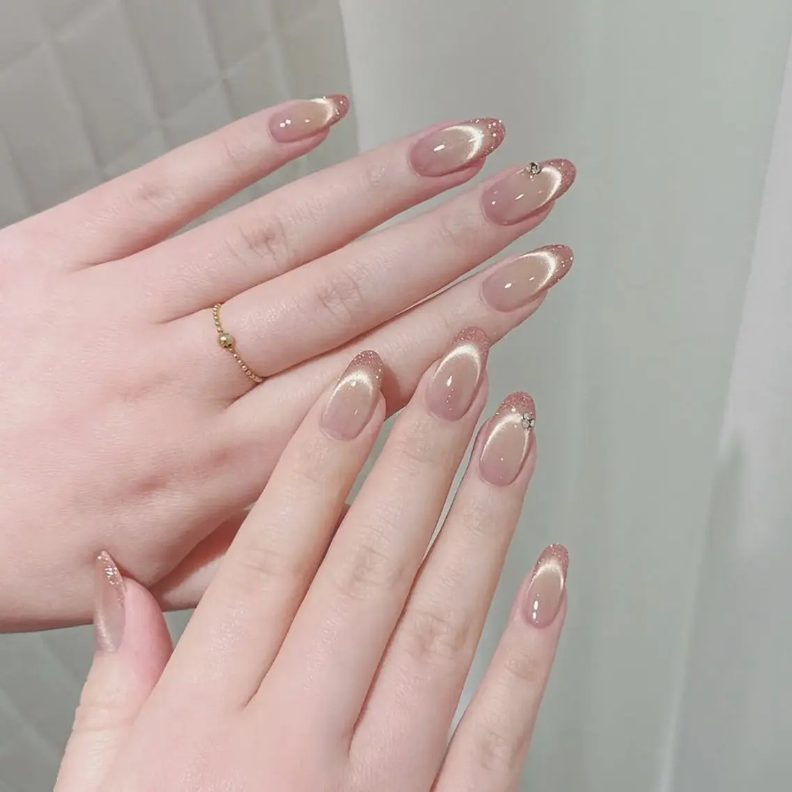 ④【自爪🎀大人かわいい】フレンチ / ガラスフレンチ / カラグラ ♡¥8,580 → ¥7,580の写真