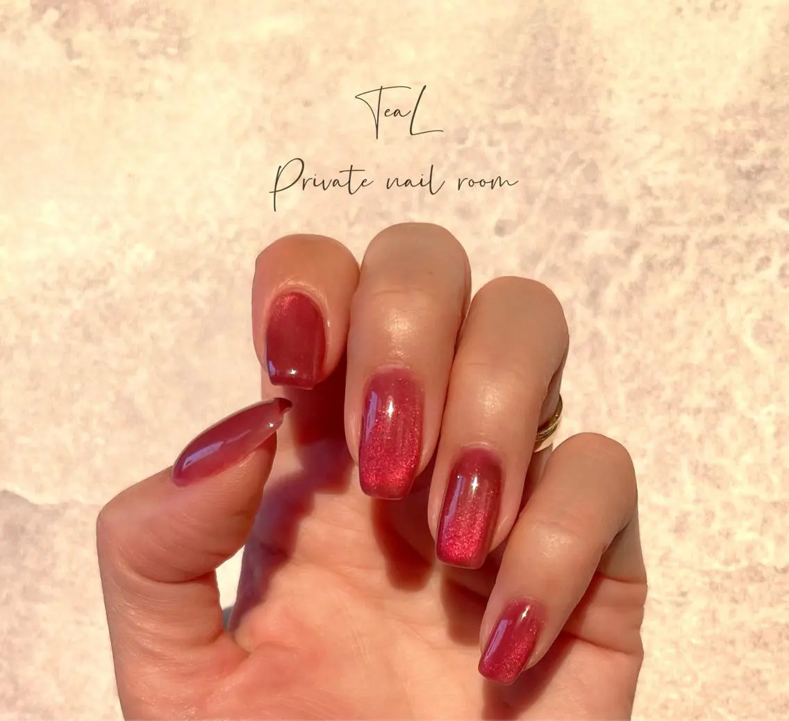 ネイル マグネットネイル ワンカラーネイル シンプルネイル TeaL nailのネイルデザイン