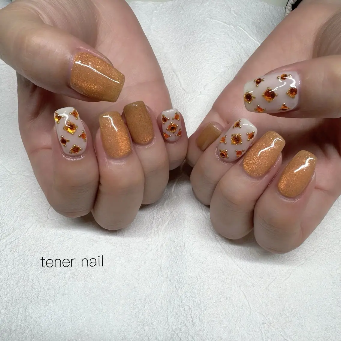 ネイル オレンジ ハンドネイル テネルネイル tener nailのネイルデザイン