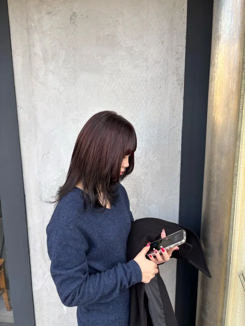 カラー 黒髪 レッドカラー 📍奈良/ 佐藤有哉のヘアスタイル