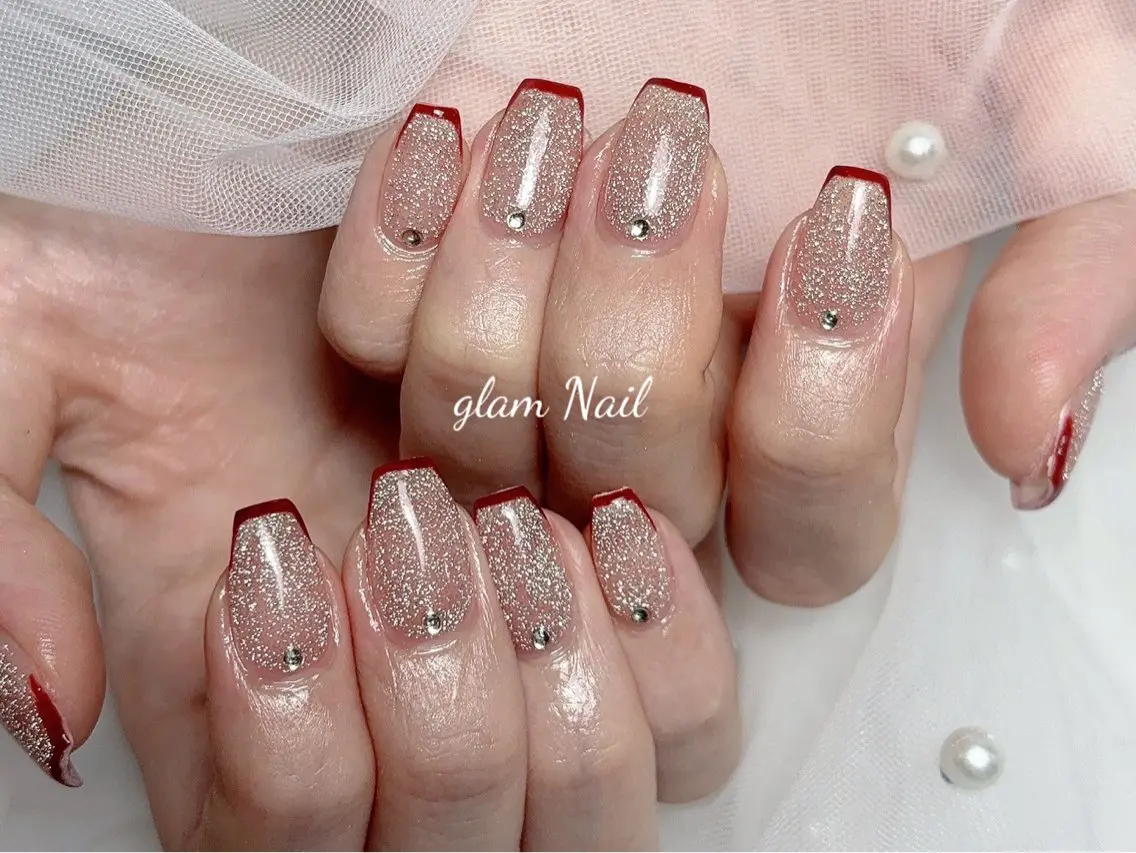 ネイル エツメ💅 長さ出し🎀デザインのネイルデザイン