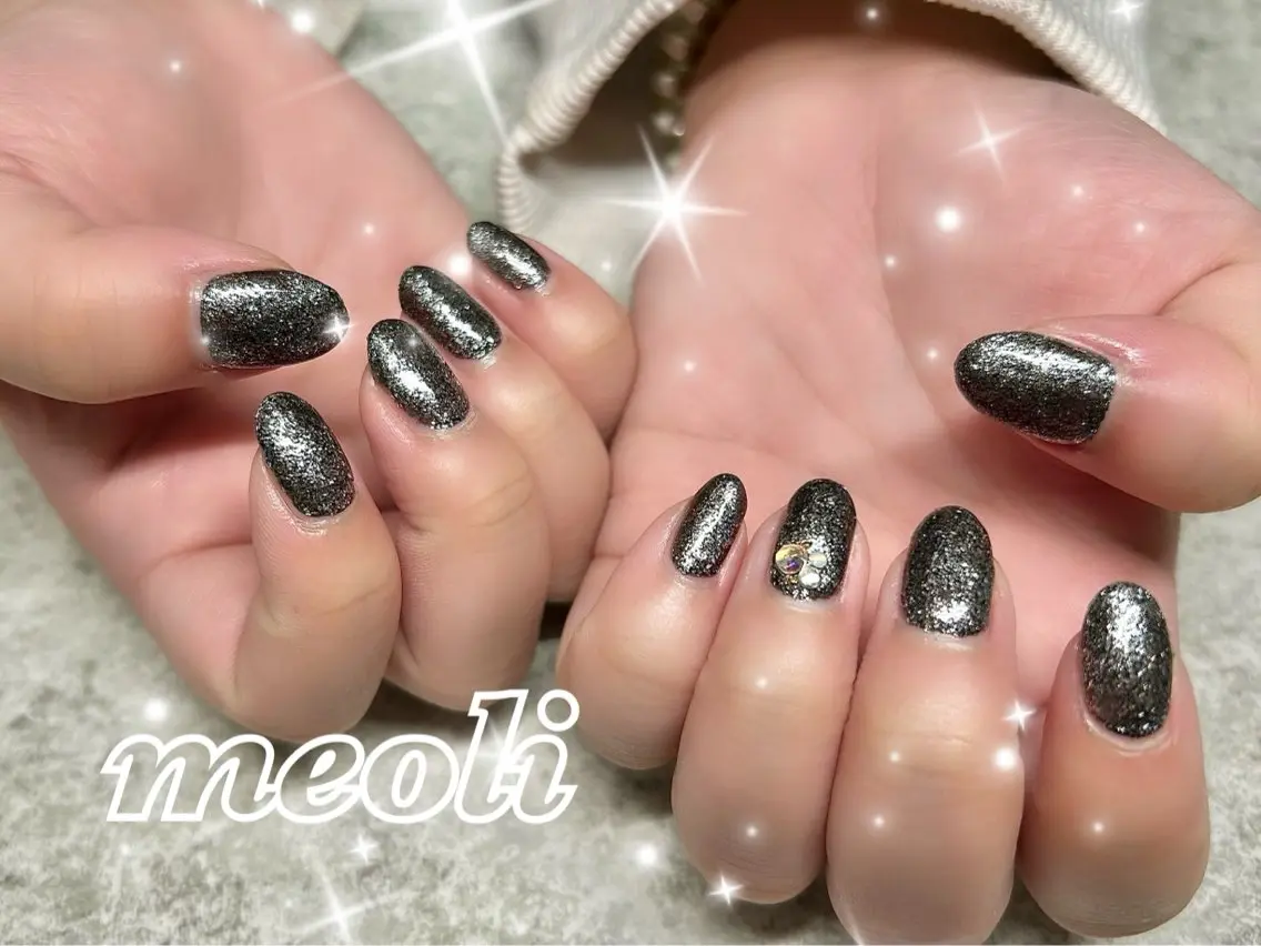 ネイル ラメ(グリッター) ワンカラーネイル シンプルネイル ハンドネイル nail salon meoli　アヤのネイルデザイン