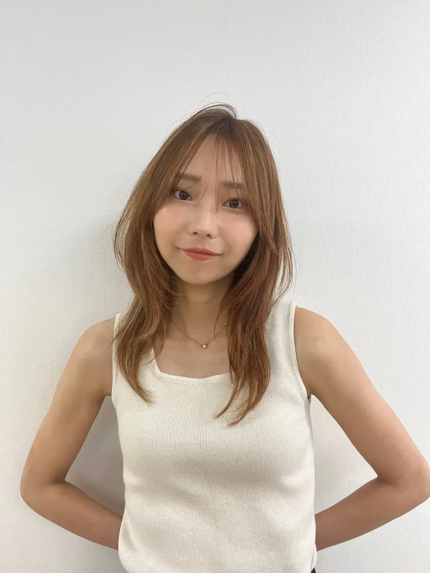セミロング レイヤーカット カット ヘアカラー トリートメント 神作 汐里　江古田 /透明感カラー🌿のヘアスタイル