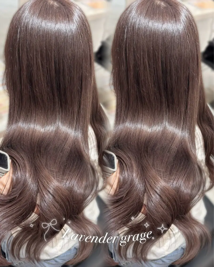 ロング カラー ブリーチ 透明感カラー グレージュ ラベンダーカラー ラベンダーグレージュ カット ヘアカラー トリートメント 盛れる顔まわり🤍 渋谷/Risa🎀のヘアスタイル